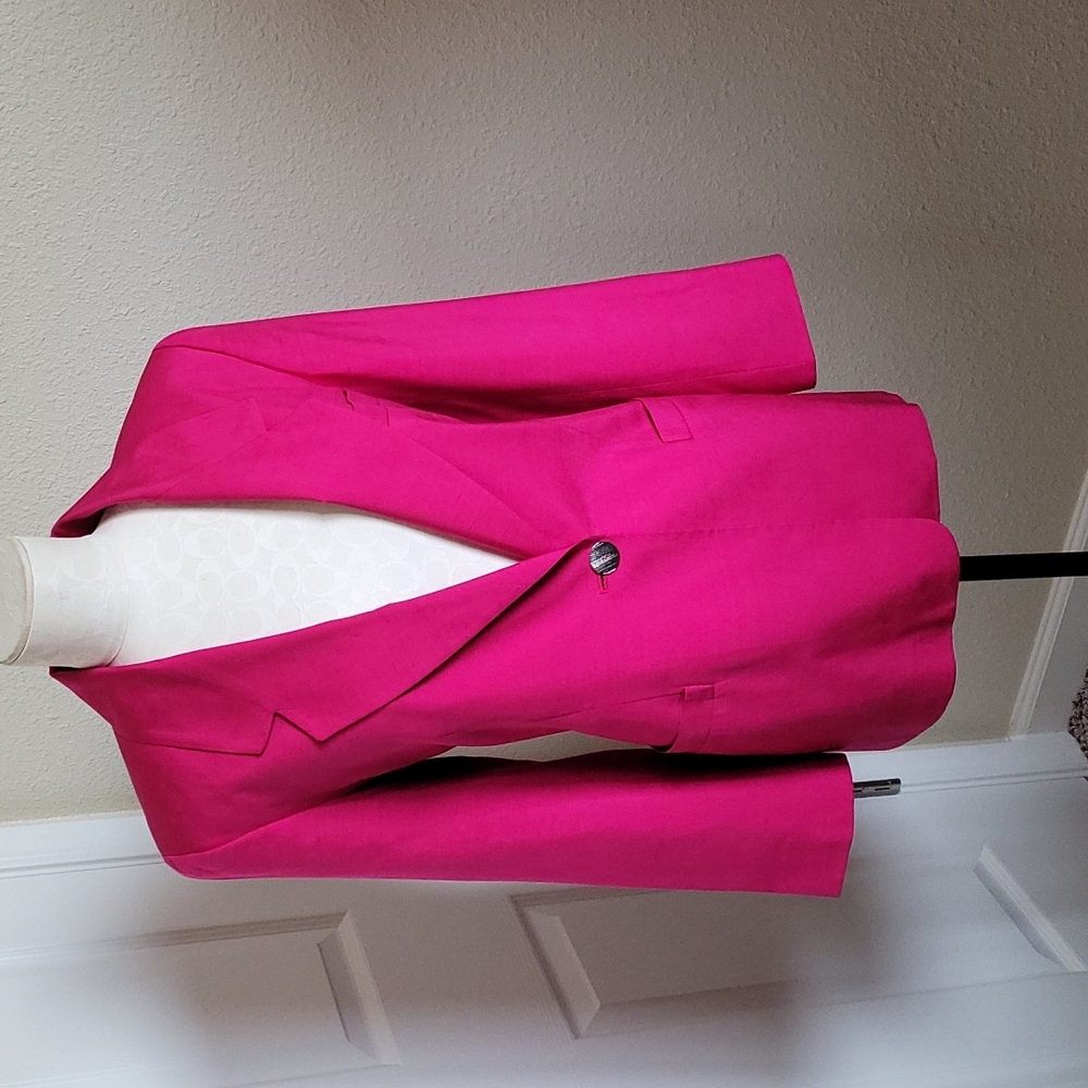 NWOT Luxury 100% Silk Linda Allard Allen Tracy Hot Pink Blazer